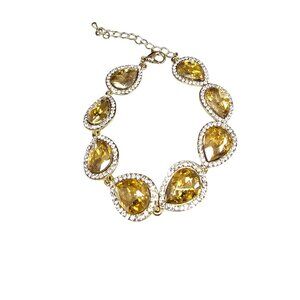 Women's Gold Plated Champagne Austrian Crystal Tennis Bracelet
